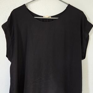 Messini | Black Chiffon Cap Sleeve Blouse Size Large